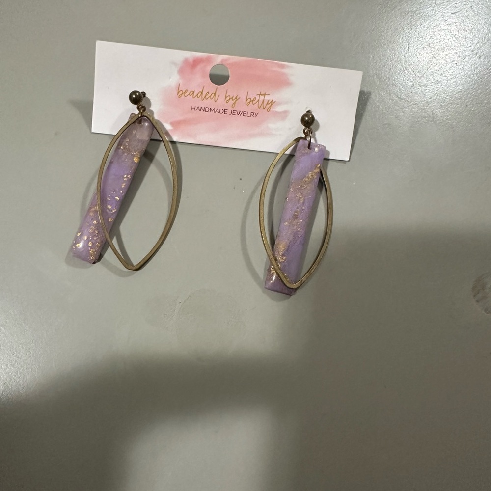Purple and Gold Handmade Earrings